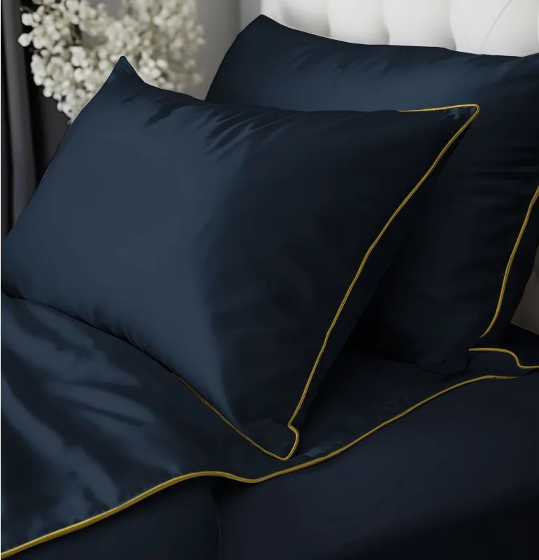 Detexpol Povlečení jednobarevní Pure Collection 100% mako satén námořnická modrá 140x200, 70x80 cm