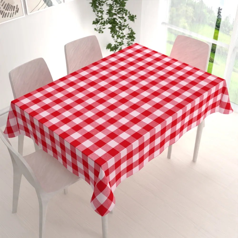 Biante Bavlnený obdĺžnikový obrus Olivia OL-016 Červeno-biela kocka veľká 100x160 cm