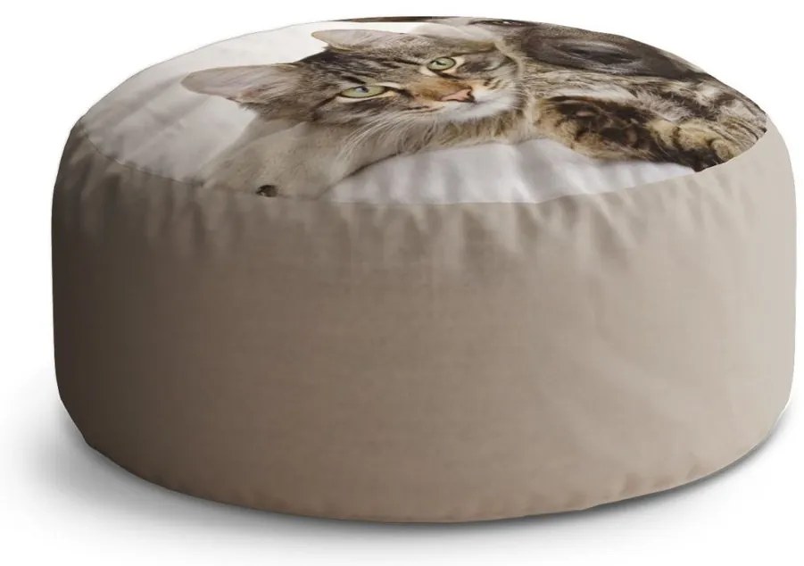 Taburet Circle mačička a šteniatko, béžová