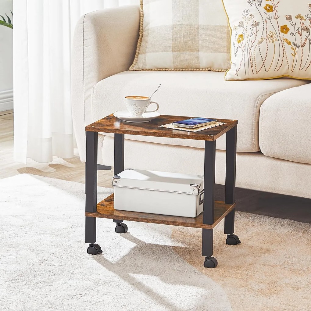 Pojízdný kancelářský regál Vasagle Pipewood 38 cm hnědý/černý