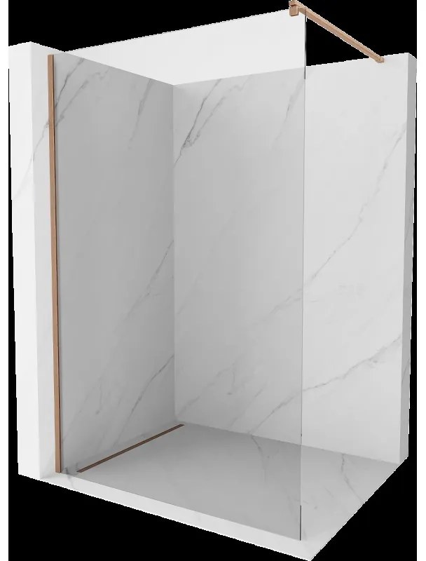 Mexen Kioto sprchová stena Walk-in 85 x 200 cm, transparentná 8 mm, kartáčovaná meď - 800-085-101-65-00