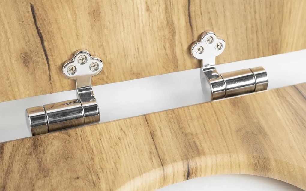 Aqualine, AQUALINE WC sedátko , D-tvar, Soft Close, dub, 1705-20