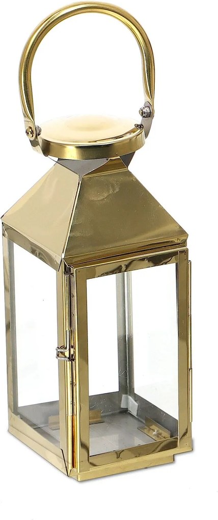 Plechový lampáš - zlatý (25,5x10 cm) - moderný štýl