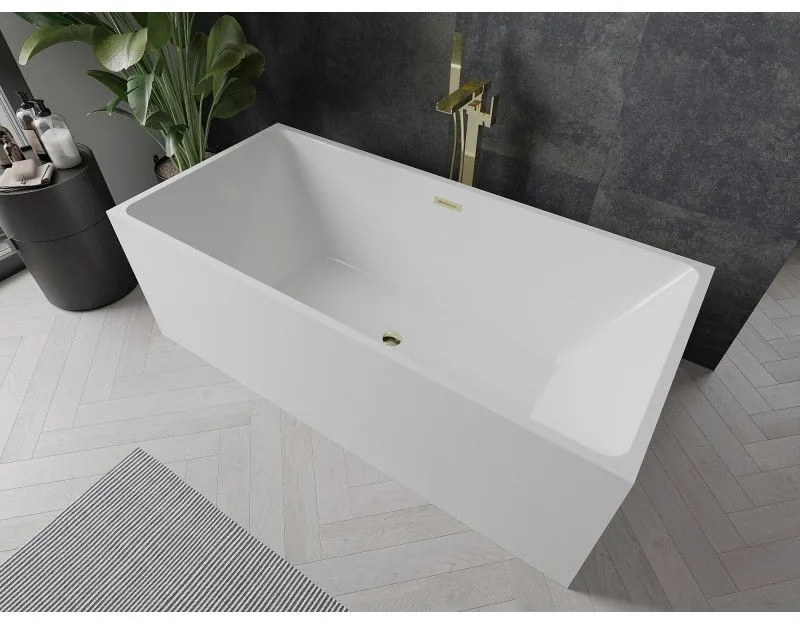 Mexen Nita, voľne stojaca vaňa 170 x 80 cm, biela, zlatý lesklý prepad, 52091708000-50