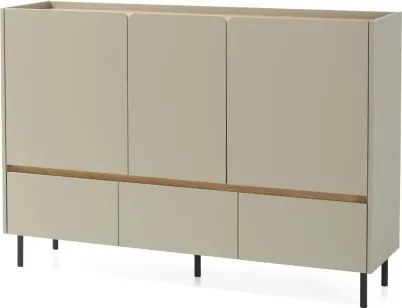 Komoda so zásuvkami Lucky, 150 cm, eukalyptovo zelená/baltský dub%