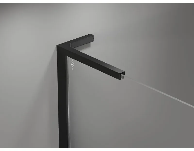 Mexen, Mexen Mist L Duo výklopný sprchový kút 115 x 110 cm, čierna mriežka - 8A4L-115L-110P-70-77