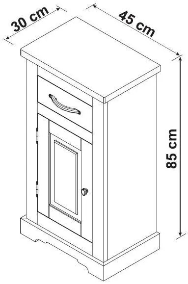 Kúpeľňová skrinka Romantic 810 1D biela borovica