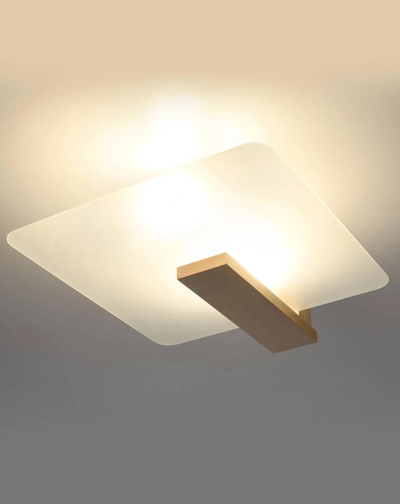 Stropné svietidlo Lappo, 1x mliečne sklenené tienidlo, drevo