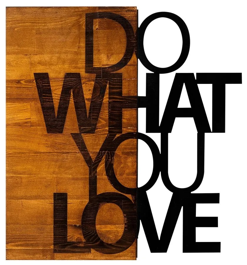 Nástenná drevená dekorácia LÁSKA hnedá/čierna