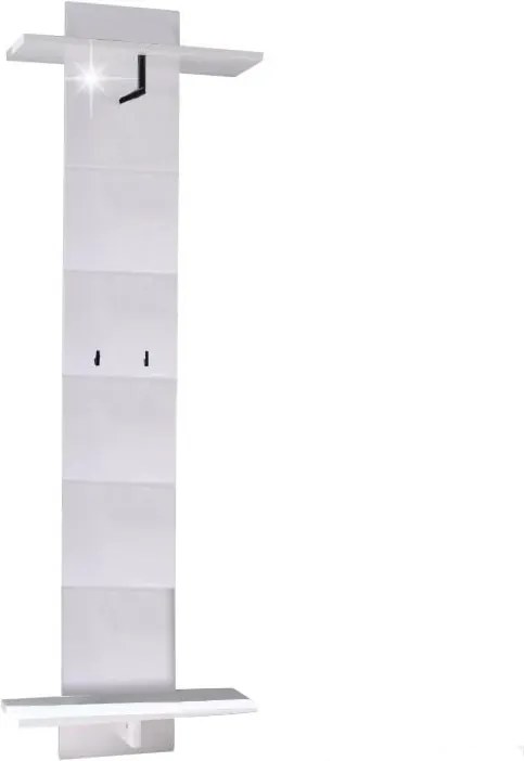 Vešiakový panel, biela/biela extra vysoký lesk, DERBY-17