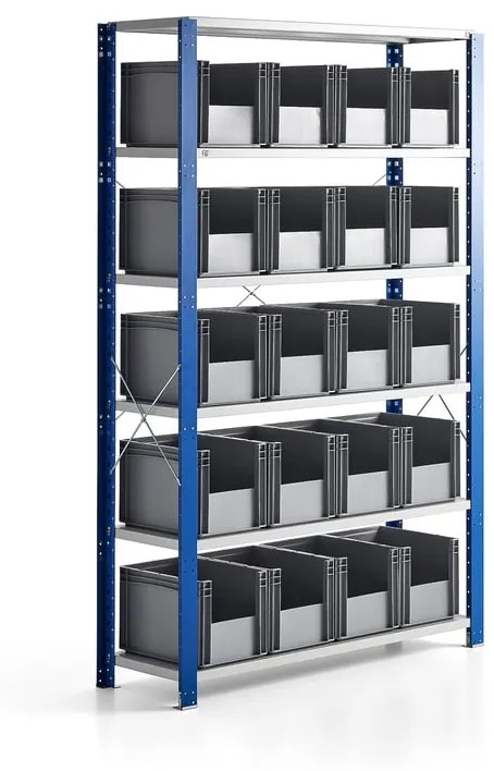 Regál MIX s 20 plastovými prepravkami FRASER