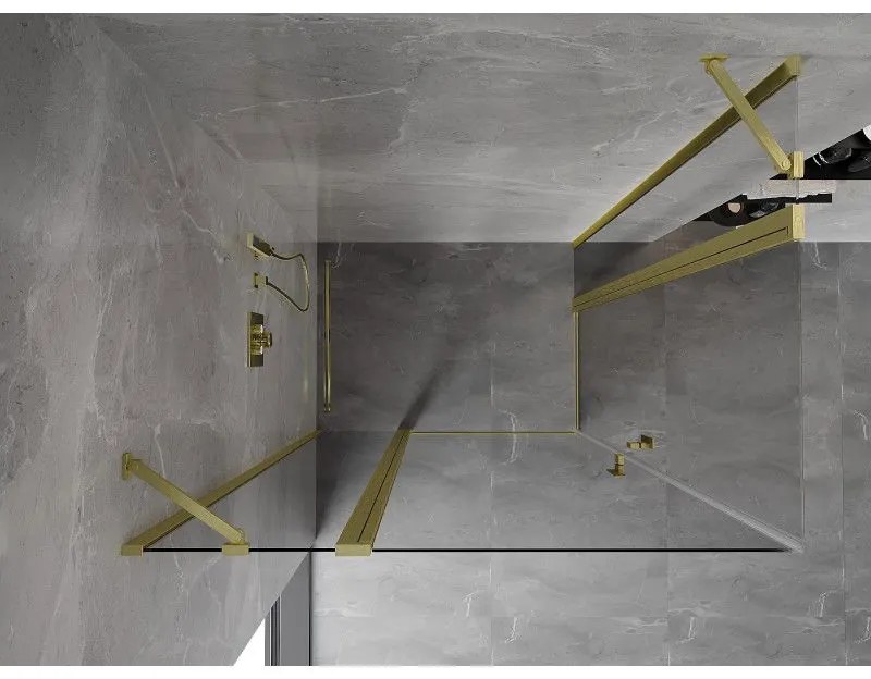 Mexen, Mexen Mist Duo sklápací sprchový kút 120 x 115 cm, transparentný, brúsené zlato - 8A4-120-115-55-00