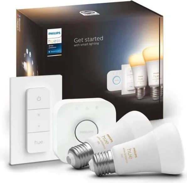 Základná sada Philips Hue WHITE AMBIANCE 2xE27/8W/230V + zariadenie k prepojeniu