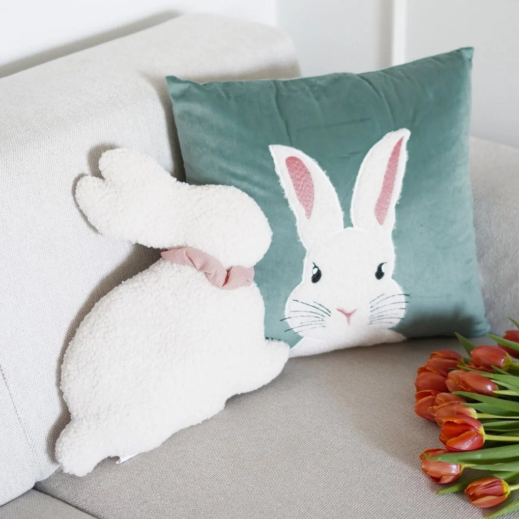 Velúrová obliečka na vankúš BUNNY šalviová 45x45 cm