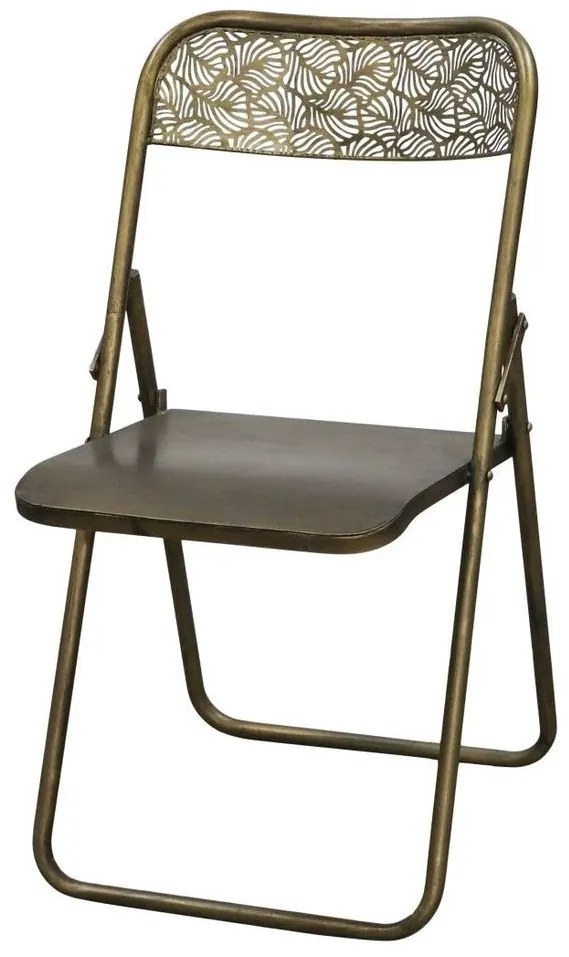 Mosadzná antik kovová skladacia stolička Arles Chair - 52*45*82 cm