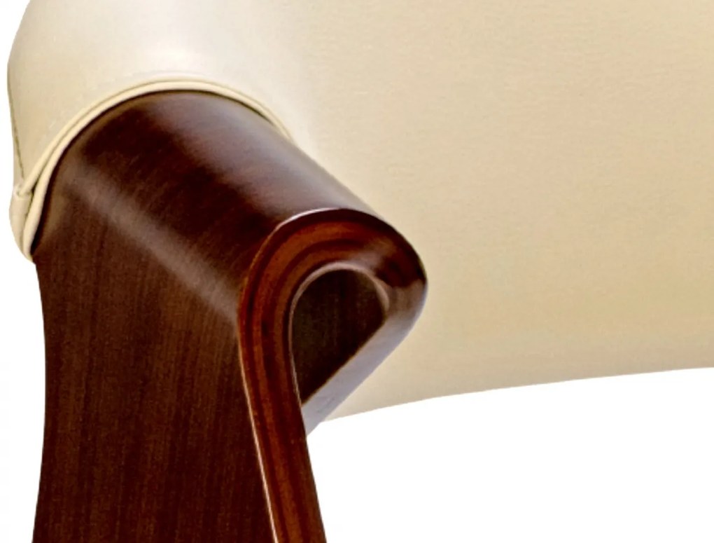 Stolička Foley - koženka, drevené nohy orech - Krémová