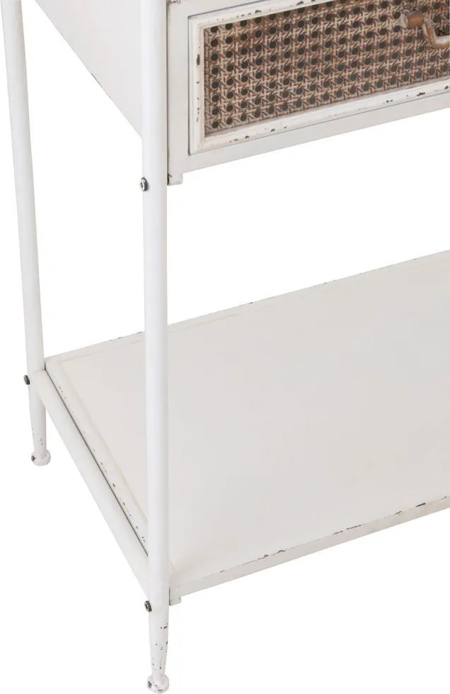 Biely antik kovový policový regál so šuplíkom Valio White - 55*37*185cm