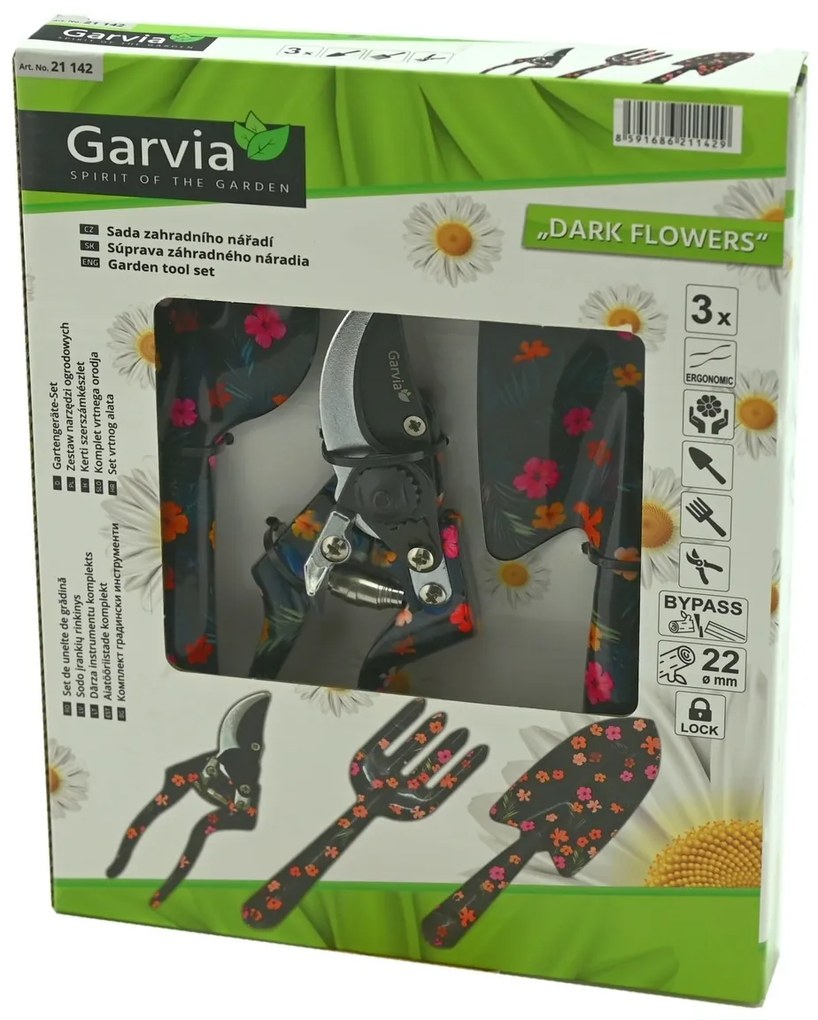 Garvia Sada záhradného náradia 3ks Tmavé kvety