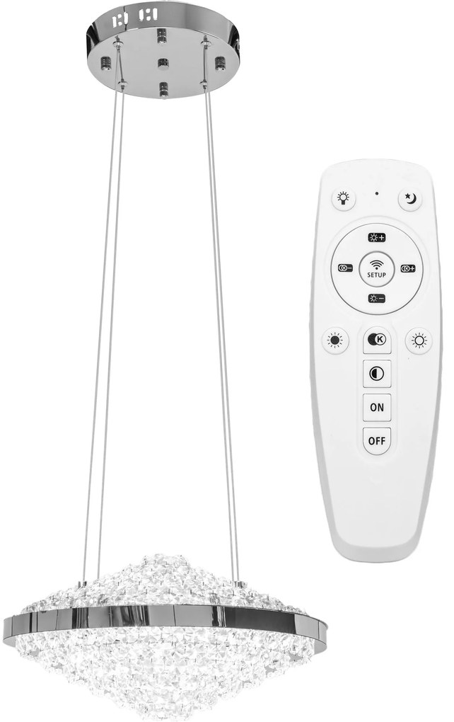 Toolight - Krištáľová závesná lampa APP774-1CP + diaľkové ovládanie, chrómová, OSW-05025