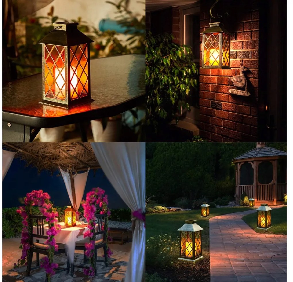 BERGE LED solárny záhradný lampáš hnedá 2V 35MA
