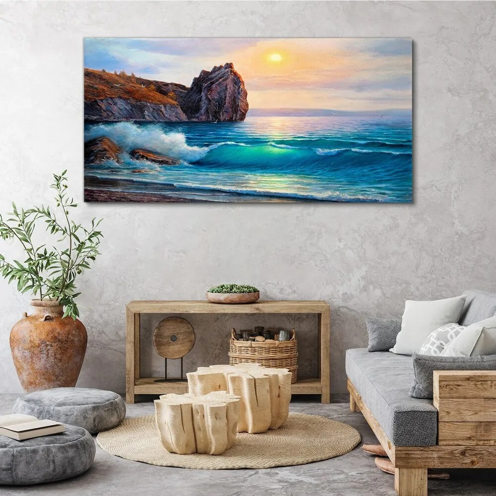 Obraz Canvas Maľovanie oceánu pobrežie