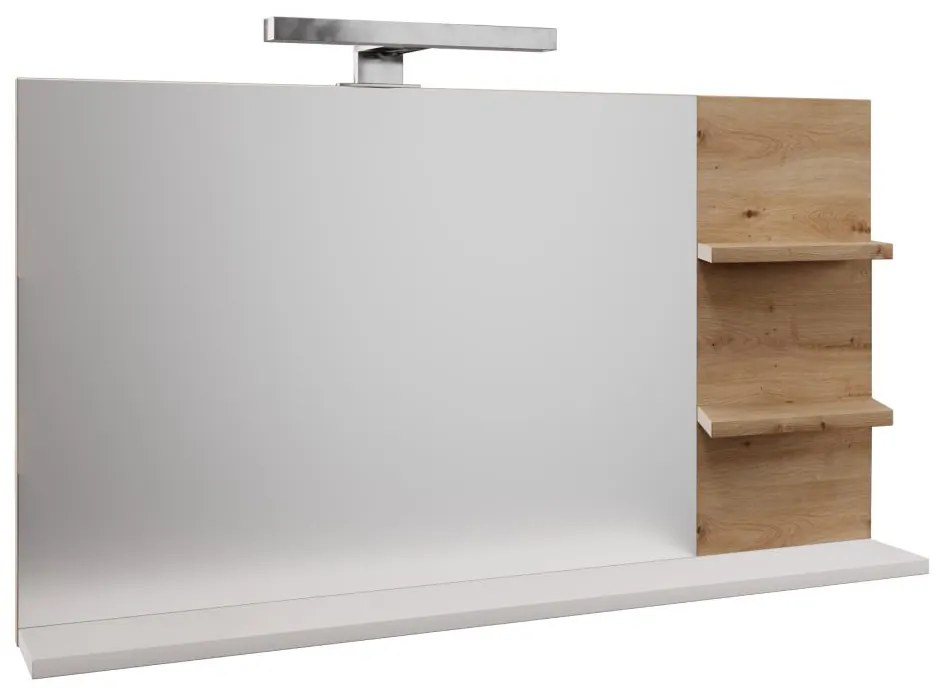 Zrkadlo s LED osvetlením Cubin 04 (biela + dub artisan). Vlastná spoľahlivá doprava až k Vám domov. 1119513