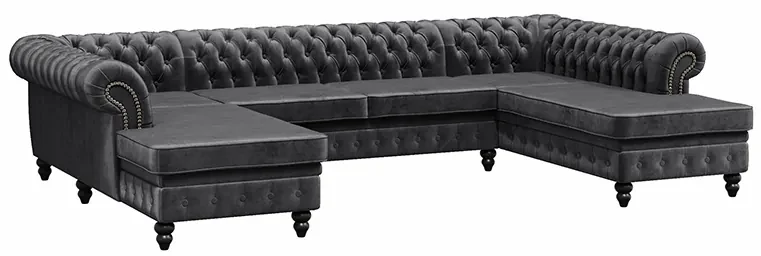 PROXIMA.store - Luxusná sedačka CHESTERFIELD LONG U FARBA NÔH: čierna, DRUH LÁTKY: TORRE - 17, FARBA OZDOBNÝCH ŠPENDLÍKOV: barok