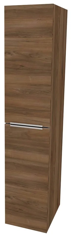 Mereo, Mereo Mailo, kúpeľňová skrinka vysoká 170 cm, chróm madlo, Multidecor, Orech Pacifik tabákový, MER-CN594LPOPT2