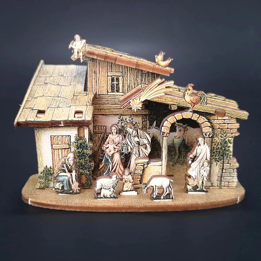 AMADEA Drevený skladací betlehem 3D 6 cm