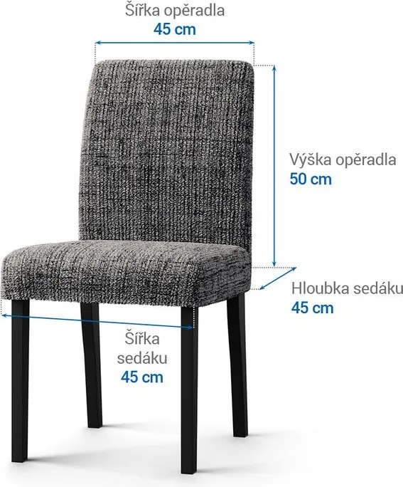 Bielastické poťahy VITTORIA šedá stoličky s operadlom 2 ks (45 x 45 x 50 cm)