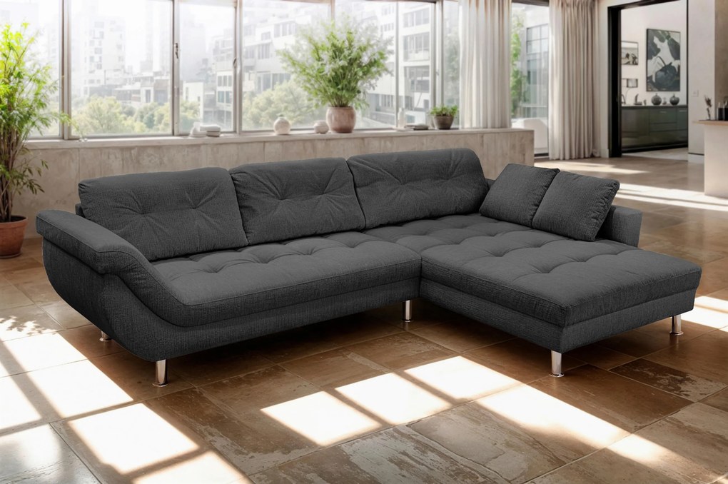 XXXLutz ROHOVÁ SEDAČKA, plast, textil, kompozitné drevo, antracitová MID.YOU - Sedačky - 000694009705