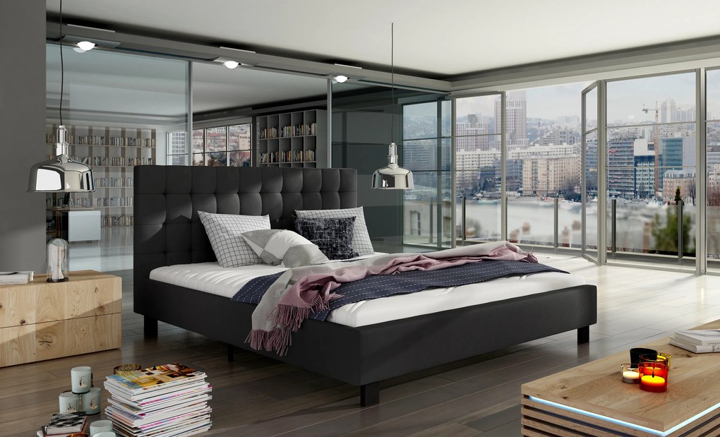 Moderná posteľ Miura 160x200cm, čierna