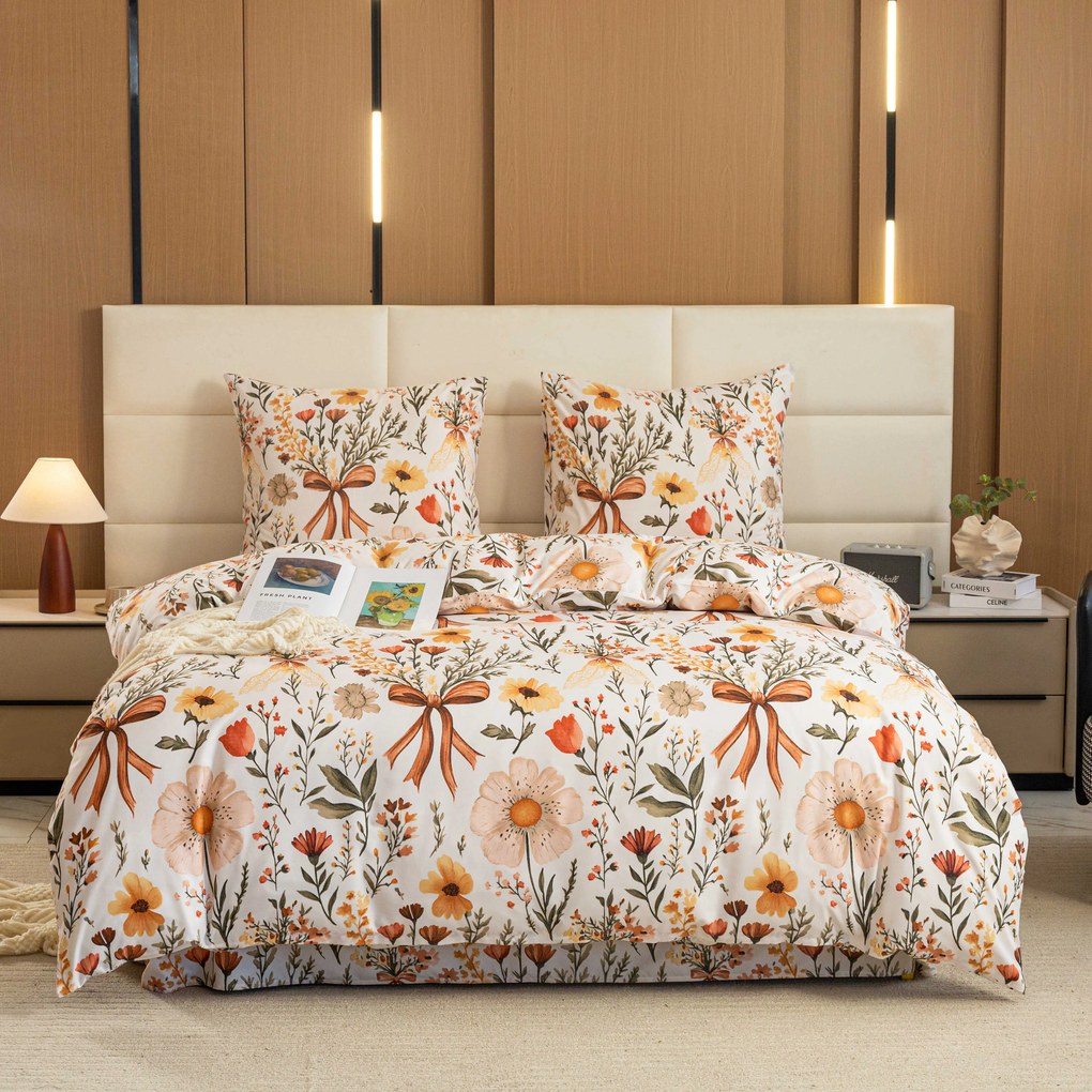 Obliečky z mikrovlákna FLORAL RIBBON krémové Rozmer obliečky: 70 x 90 cm | 140 x 220 cm