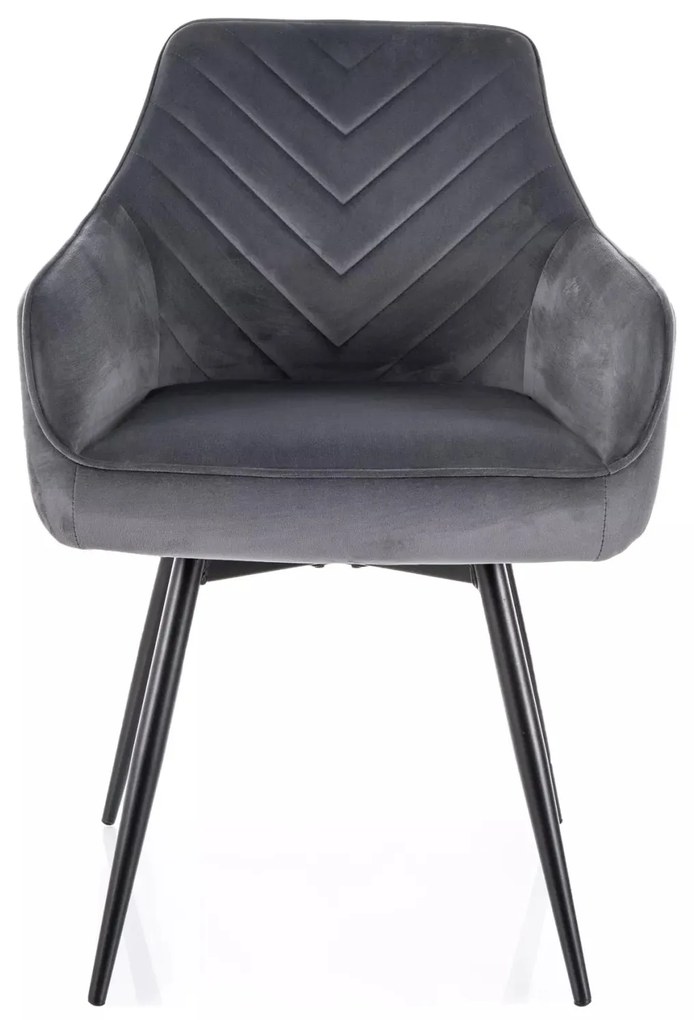 Sametové otočné jídelní křeslo Servio šedé/černé