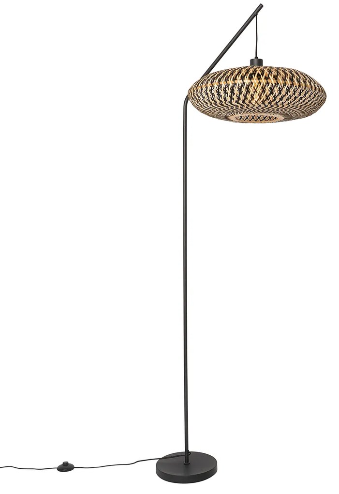 Orientálna stojaca lampa čierna bambus - Ostrava