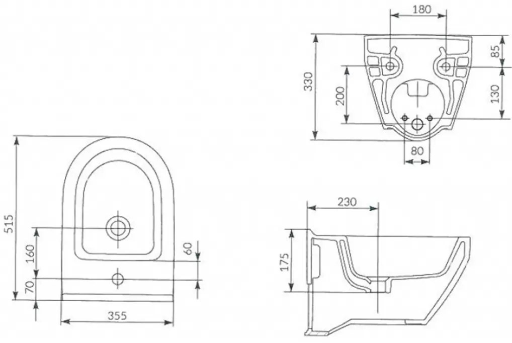 Cersanit Crea WC bidet závesný oválny, biela, K114-009