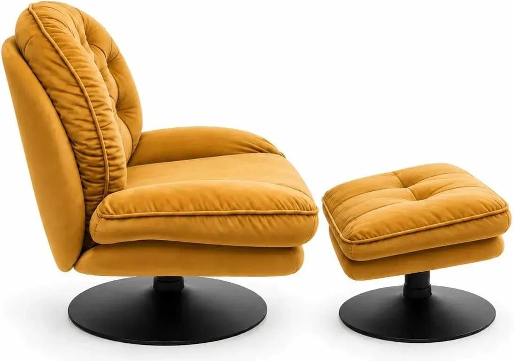 LuxuryForm DESIGN Otočné kreslo LUNA s podnožkou - medové