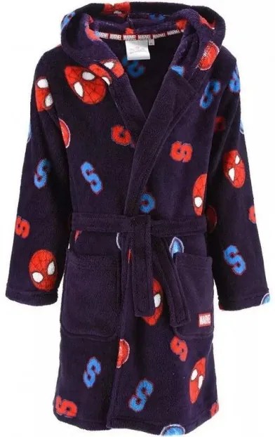 Sun City - Chlapčenský župan s kapucňou Spiderman - MARVEL - tm. modrý 98
