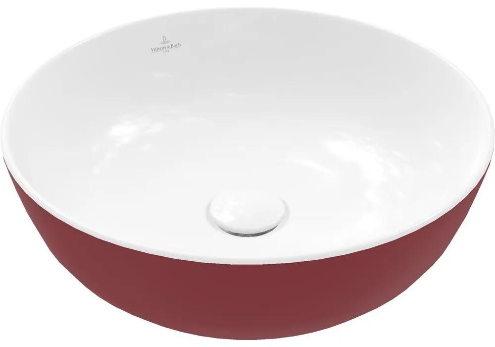 VILLEROY &amp; BOCH Artis okrúhle umývadlo na dosku bez otvoru, bez prepadu, priemer 430 mm, Bordeaux, 417943BCS9