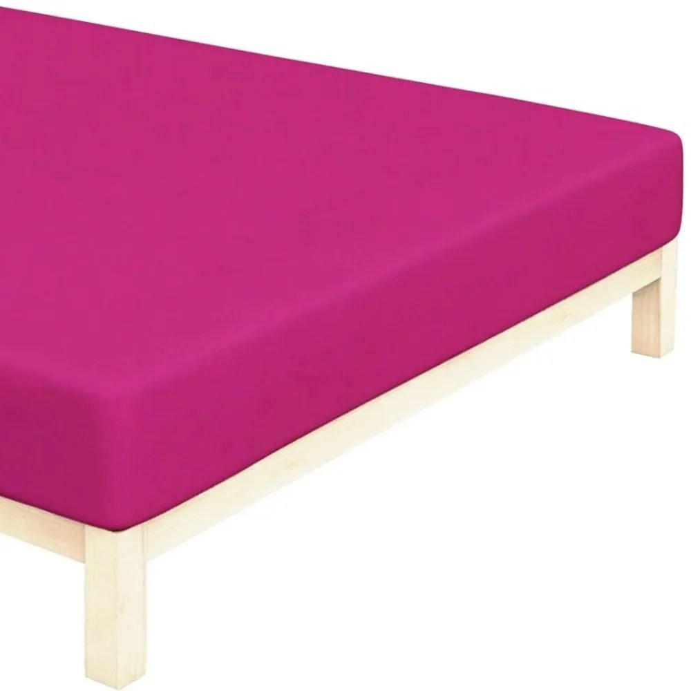 Bavlnené jersey napínacie prestieradlo na jednolôžko - 90 x 200 cm - sýto ružové