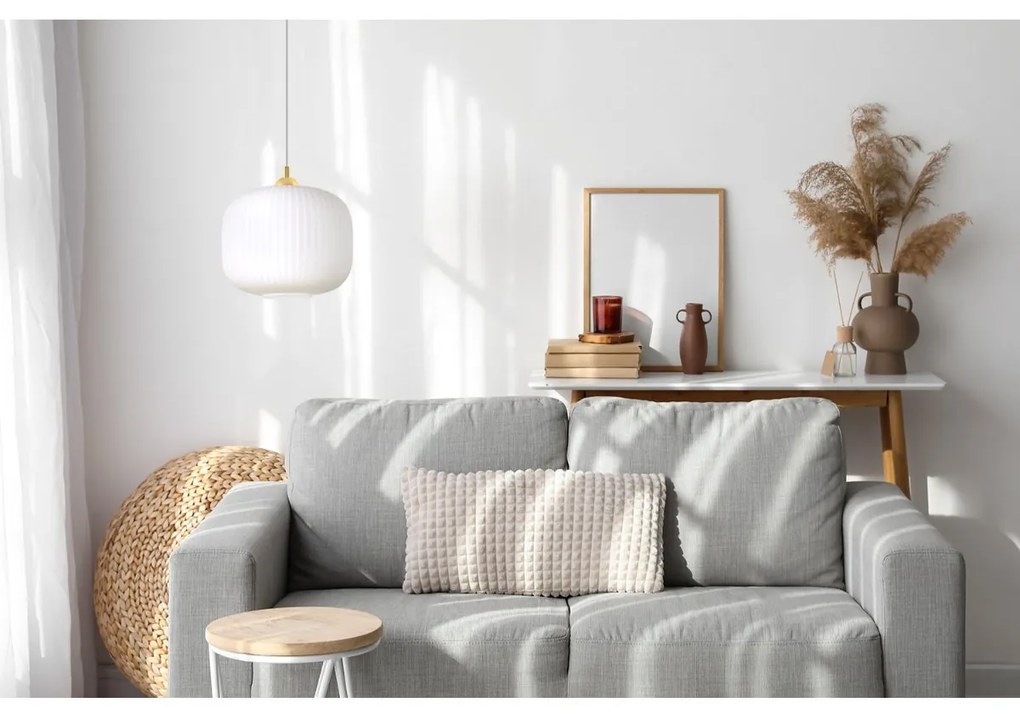 Závesné svietidlo Riffle 3, 1x biele sklenené tienidlo, g