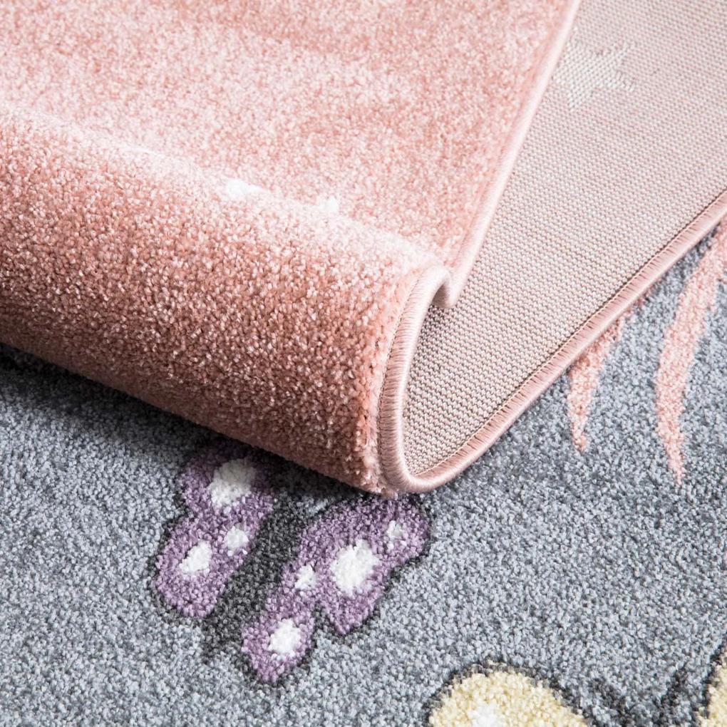 Dekorstudio Ružový kruhový detský koberec ANIME - medvedík 916 Priemer koberca: 160cm