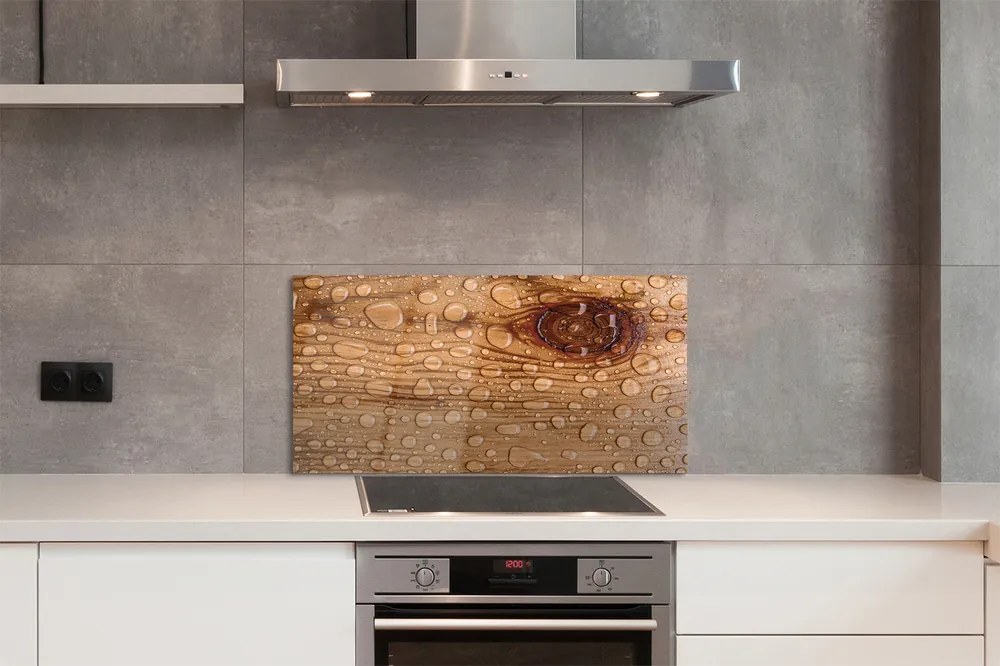Sklenený obklad do kuchyne Kvapky vody dreva 125x50 cm