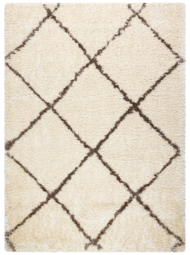 Koberec FLUFFY 2373 shaggy mriežka krém / béžový