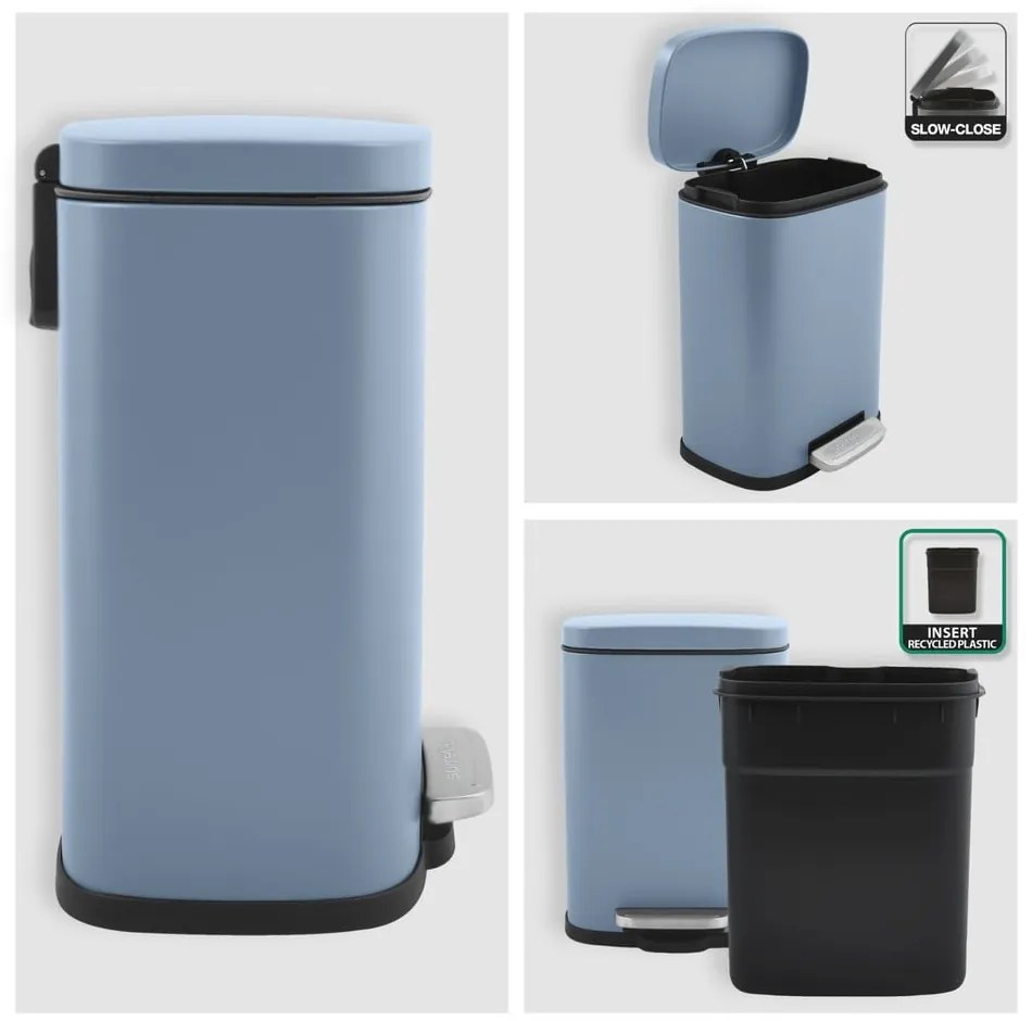 Svetlomodrý nášľapný oceľový odpadkový kôš 5 l Akira – Spirella