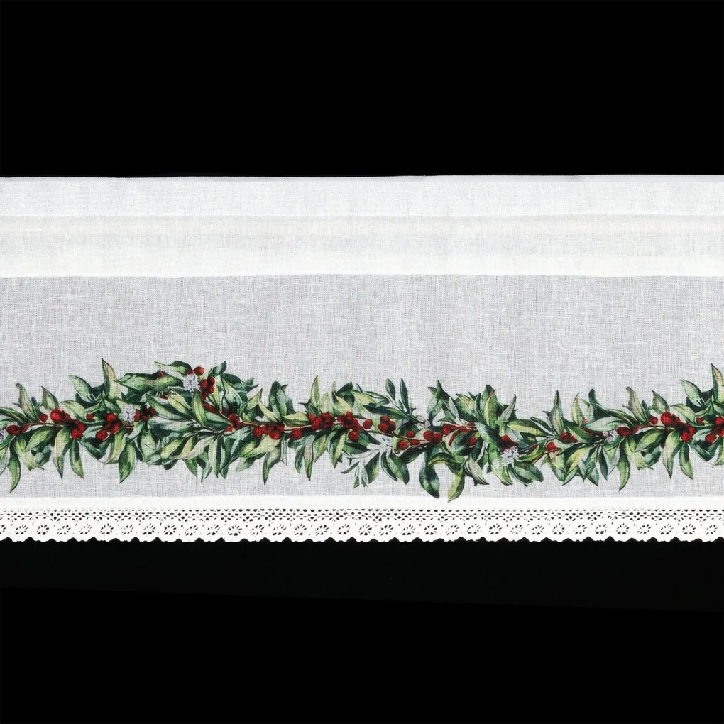 KRÁTKA VIANOČNÁ ZÁCLONA NA PÁSKE XMAS8 150X30 CM VZOROVANÁ