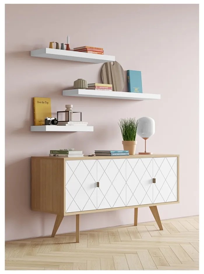 Biela polička TemaHome Balda, šírka 120 cm