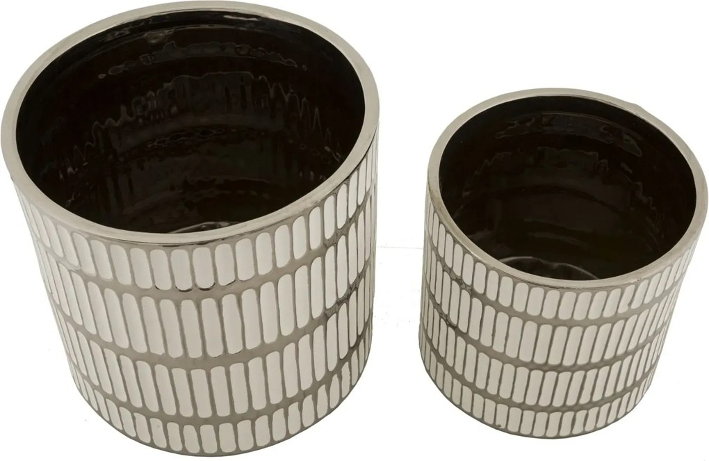 Sada 2 ks obalů na květináč Ray bílo-stříbrná