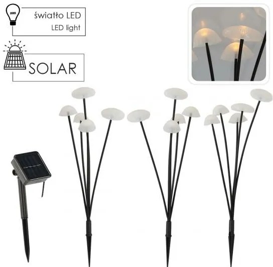 Aldotrade Lampa solárne Hríbiky súprava 3ks, v. 43cm, 15 LED, teplá biela