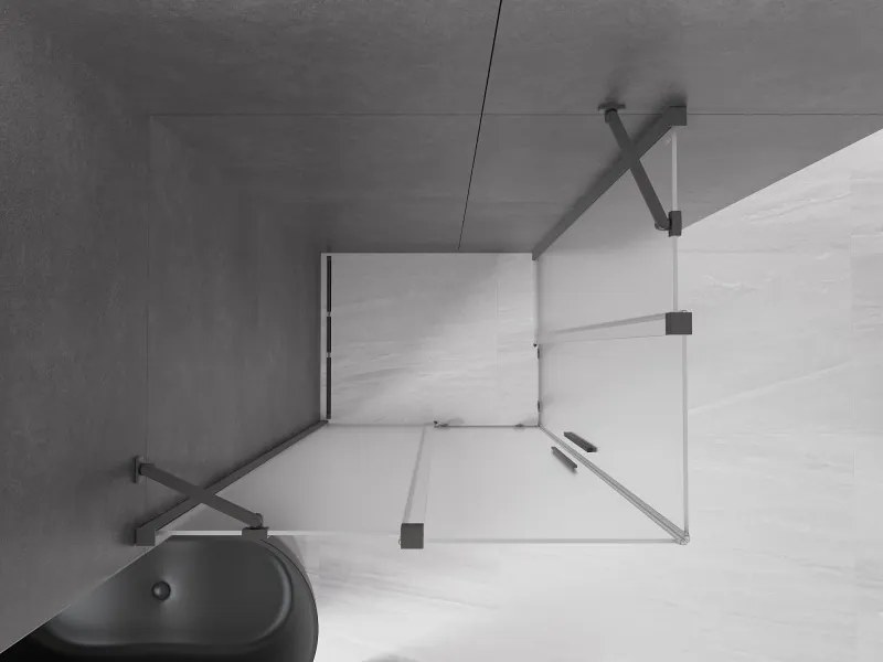 Mexen Velar Duo, sprchový kút s posuvnými dverami 90 x 80 cm, 8mm sklo námraza, brúsený grafit, 871-090-080-32-95